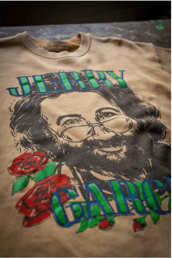 MadeWorn Jerry Garcia Faded Yellow Crew Fleece
