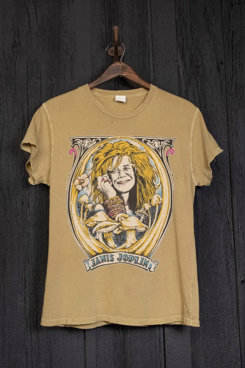 MadeWorn Janis Joplin Piece of My Heart Crew Tee - Sand