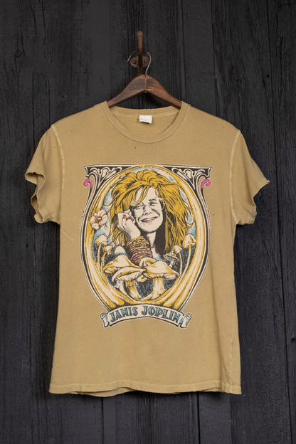 MadeWorn Janis Joplin Piece of My Heart Crew Tee - Sand