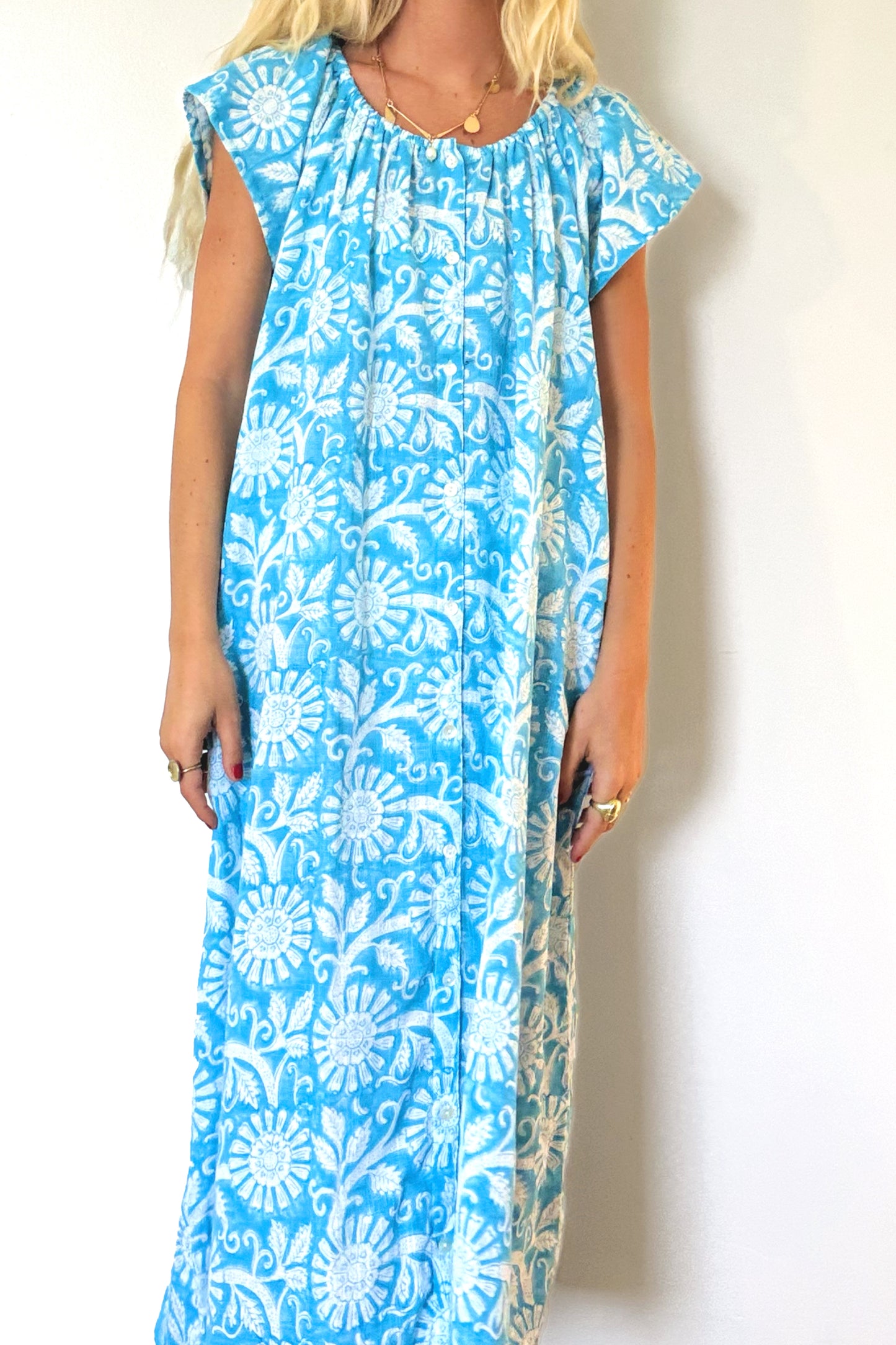 Joshi Gauze Sea Dress - Turquoise