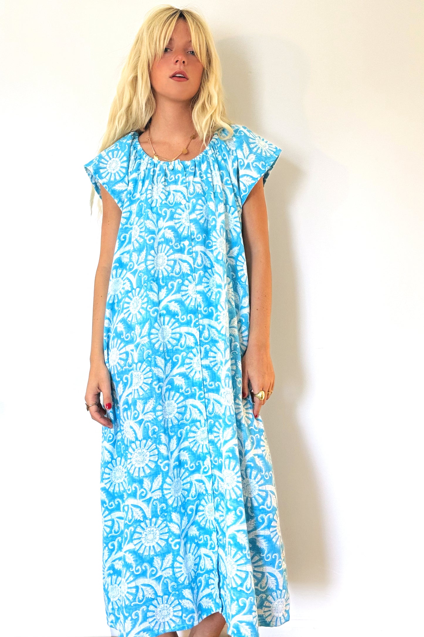 Joshi Gauze Sea Dress - Turquoise