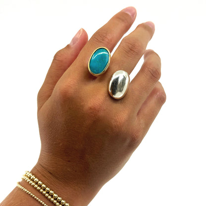 Bora Ring Sterling Silver Wrap Ring with Sleeping Beauty Turquoise