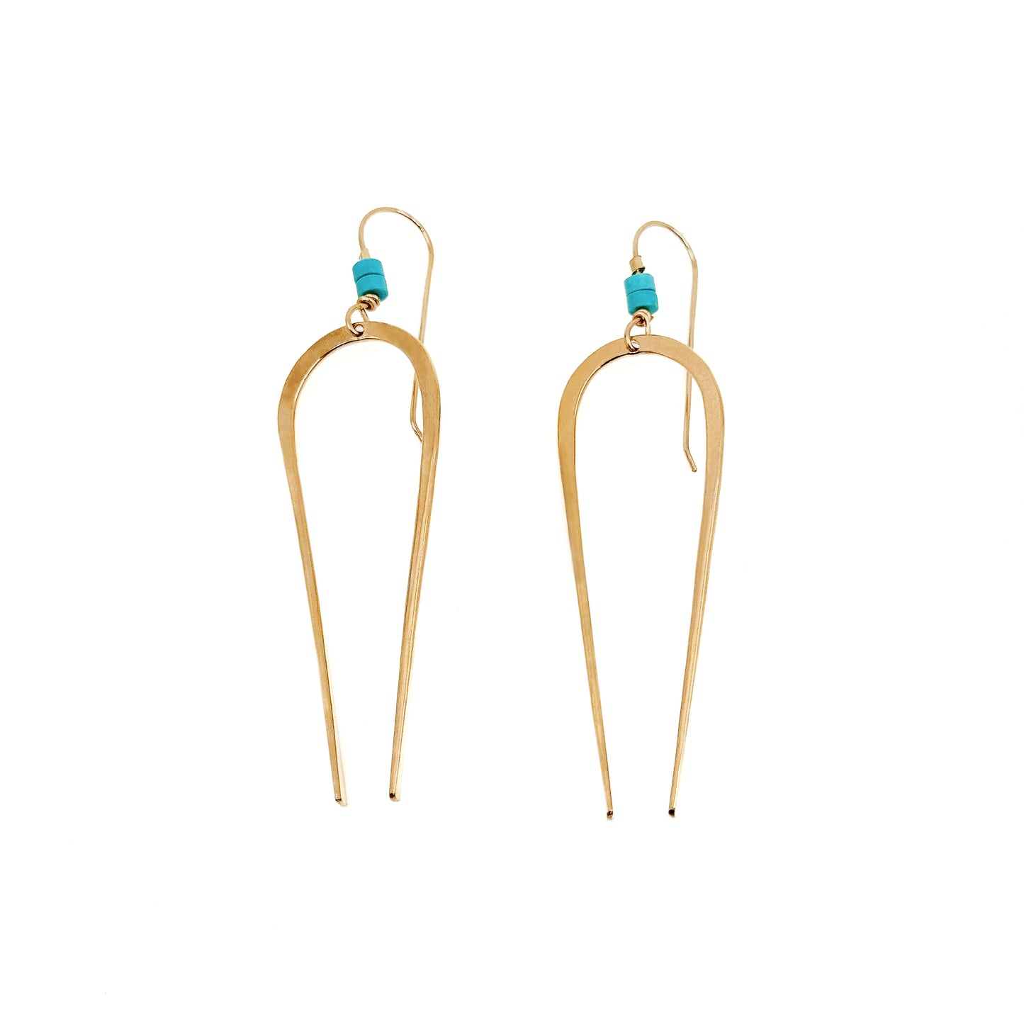 Skinny Squash Blossom Earrings with Turquoise