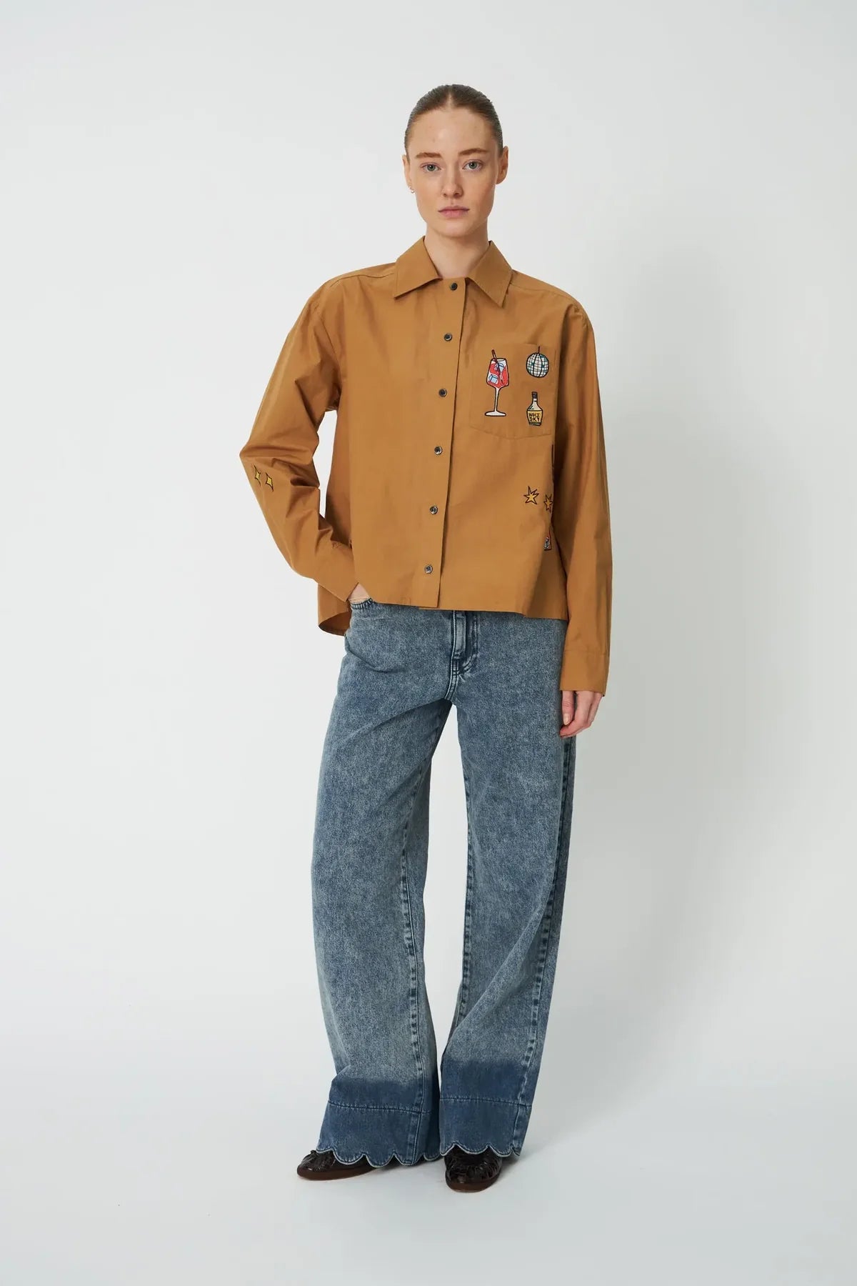Stella Nova - Embroidery Shirt in Khaki