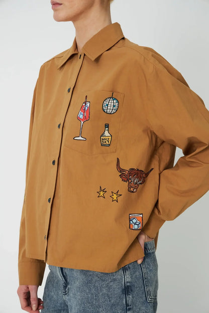 Stella Nova - Embroidery Shirt in Khaki