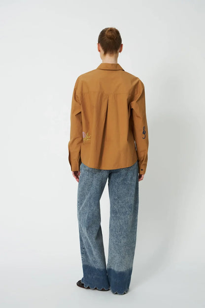 Stella Nova - Embroidery Shirt in Khaki