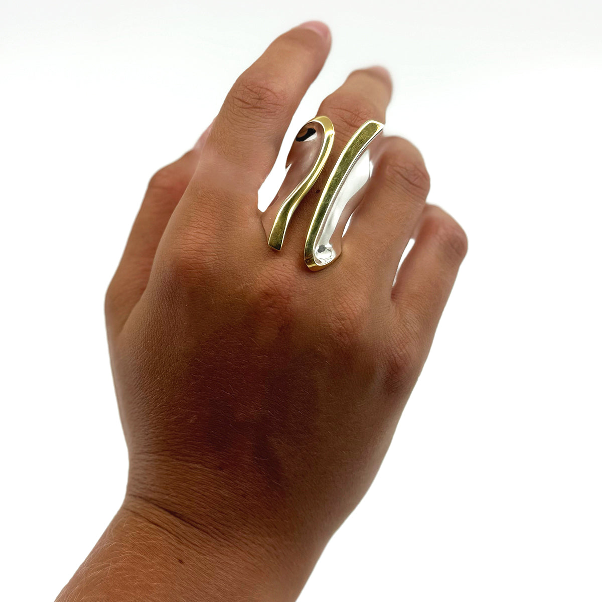 Bora Sterling Silver Ring with Gold Accent