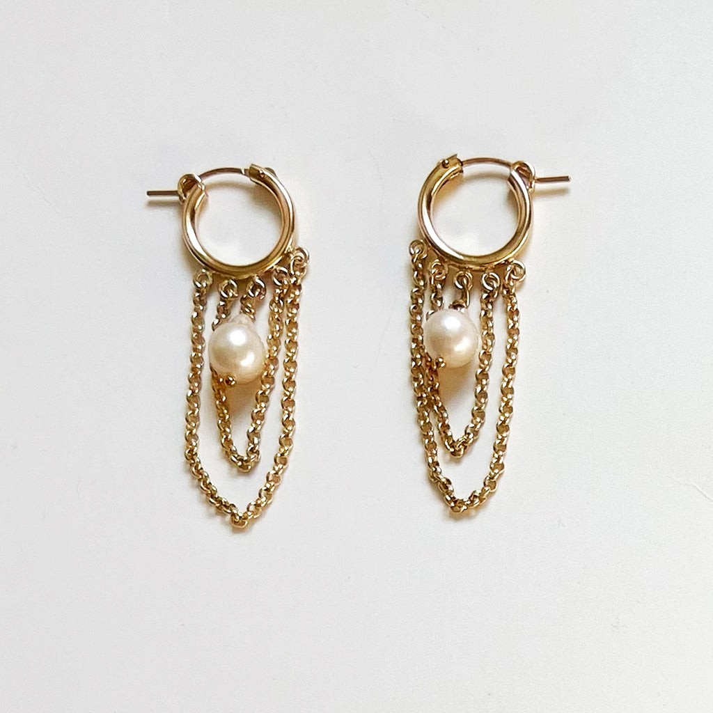 Swag Chain Pearl Hoops