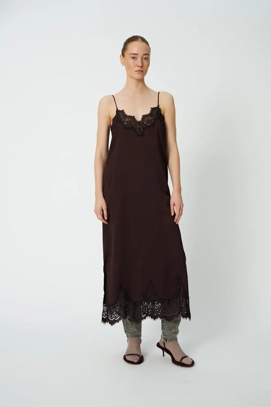 Stella Nova - Under layer Lace Dress in Dark Brown