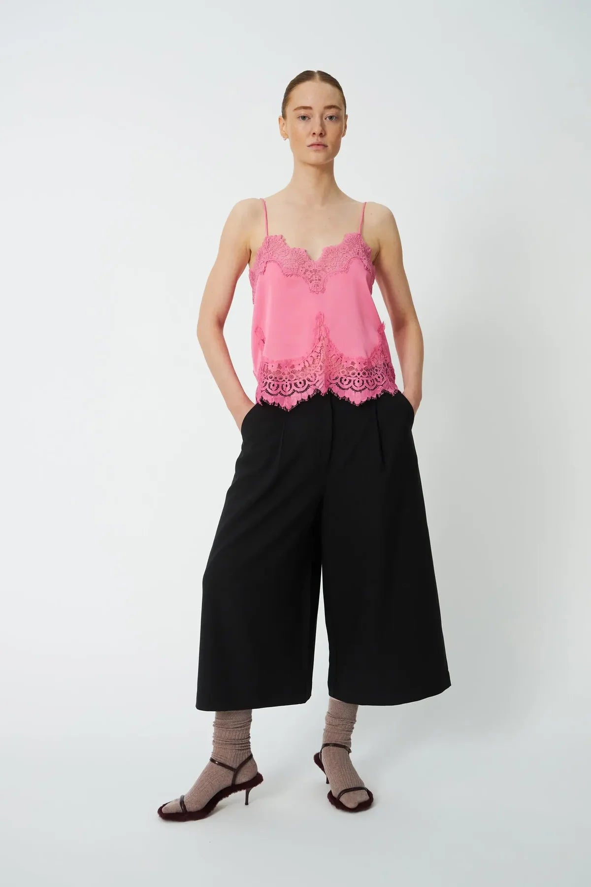 Stella Nova - Underlayer Lace top in Amazing Pink