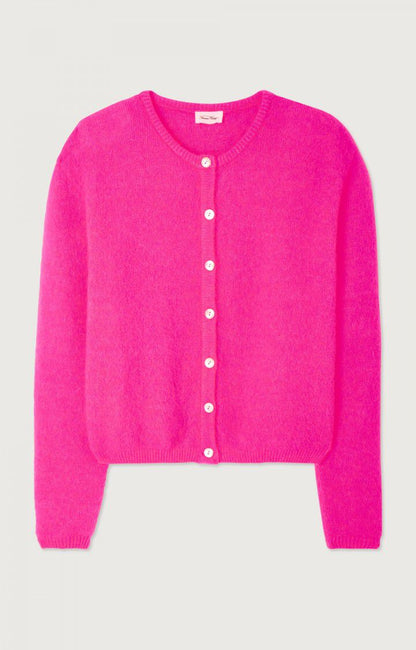 American Vintage Cardigan Vitow in Neon Pink
