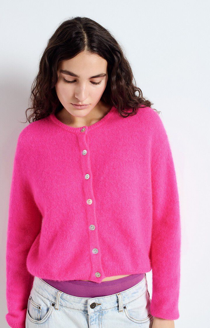 American Vintage Cardigan Vitow in Neon Pink