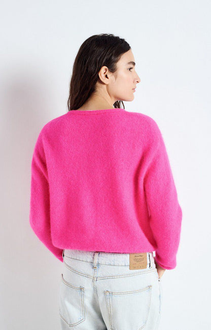 American Vintage Cardigan Vitow in Neon Pink