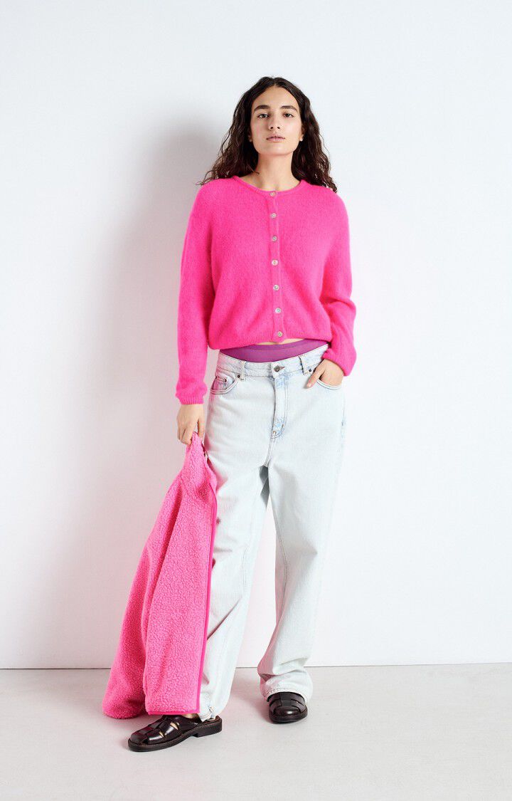 American Vintage Cardigan Vitow in Neon Pink
