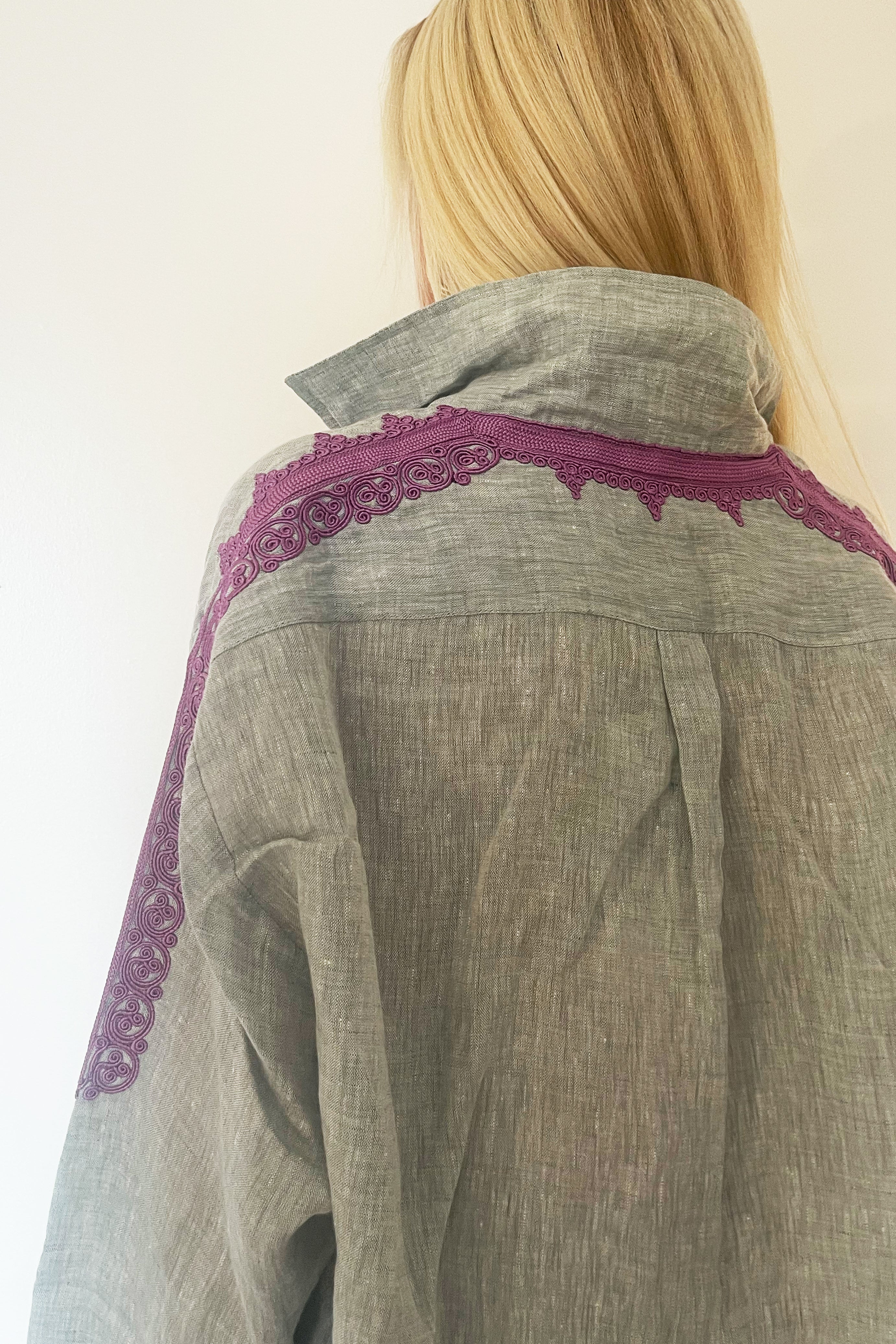 Claramonte Ayet Embroidered Linen Shirt - Watergreen