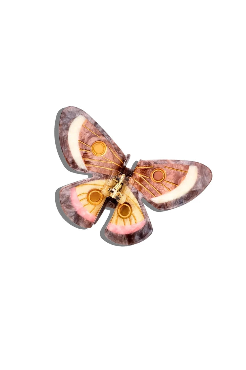 Solar Eclipse | Hand-Painted Emperor Silk Moth Claw Hair Clip