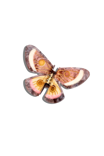 Solar Eclipse | Hand-Painted Emperor Silk Moth Claw Hair Clip