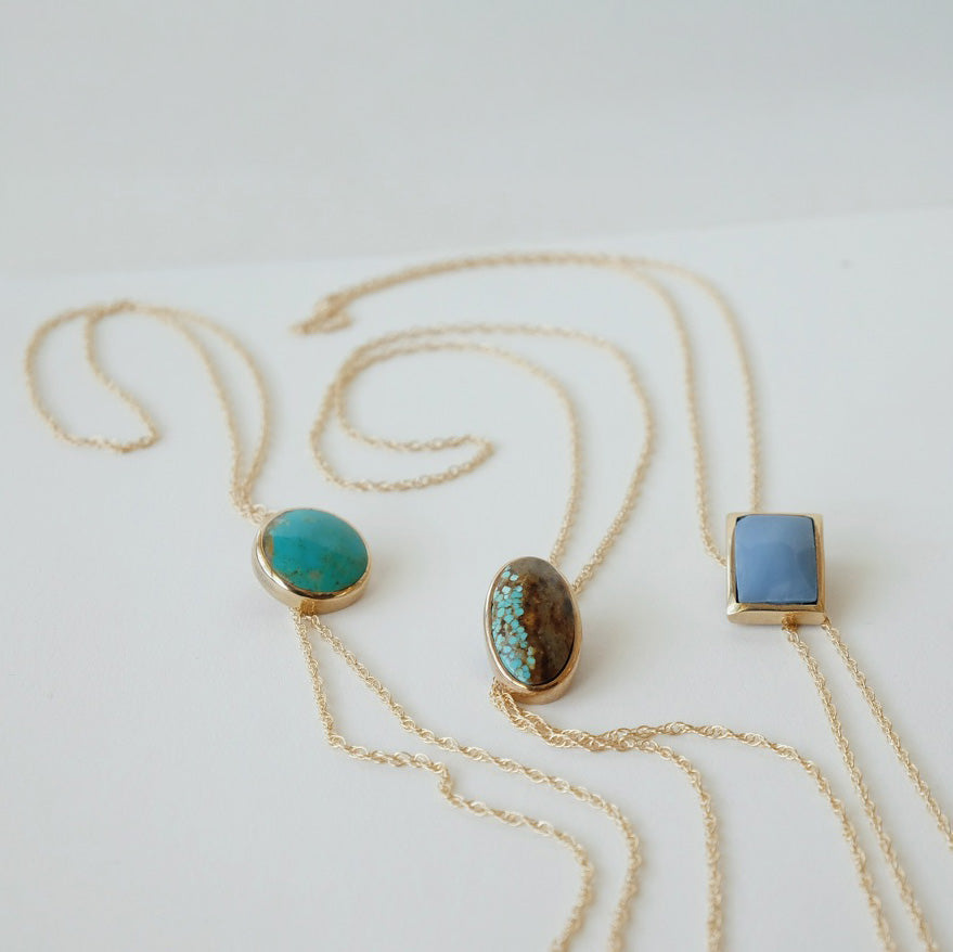 Sarah Safavi Jewelry - Gold Bolo Tie Round Stone Necklaces