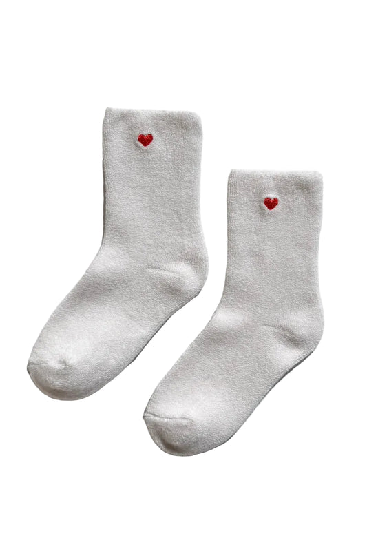 Le Bon Shoppe Embroidered Heart Cloud Socks - White