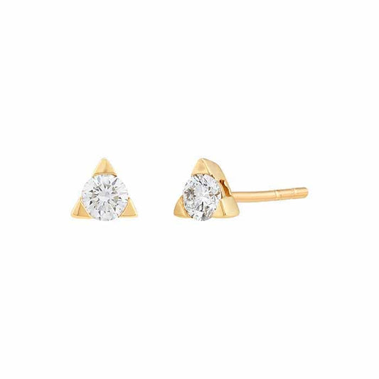10K Yellow Gold Diamond Triangle Earring