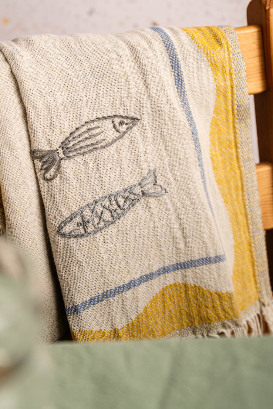 Olive & Loom - Sardine Hand Stitched Kitchen Towel