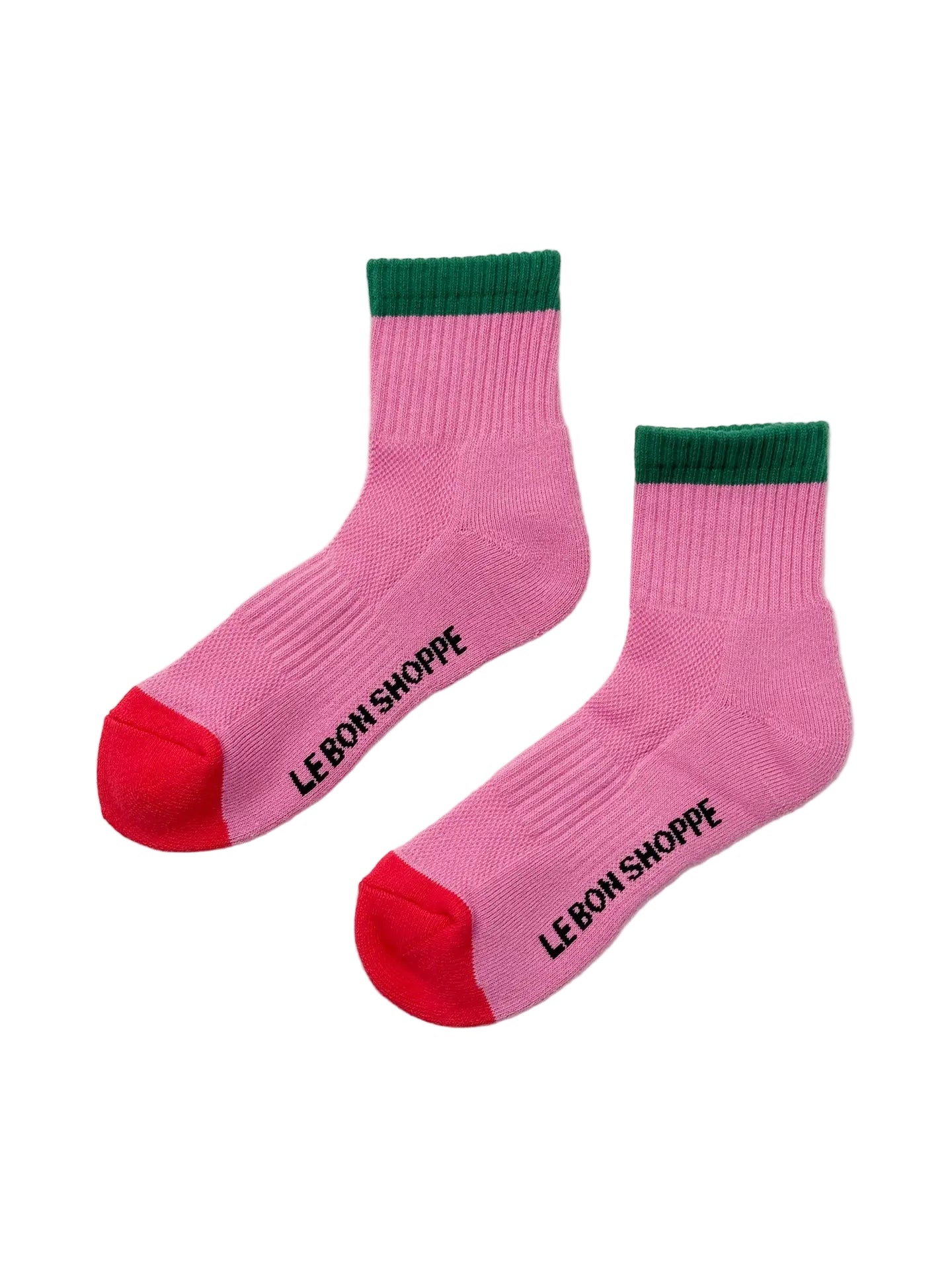 Le Bon Shoppe Color Block Girlfriend Socks - Rose/Green