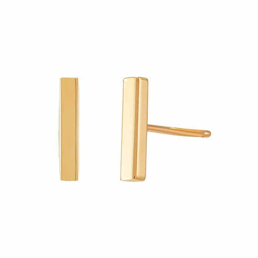 14K Yellow Gold Bar Earring