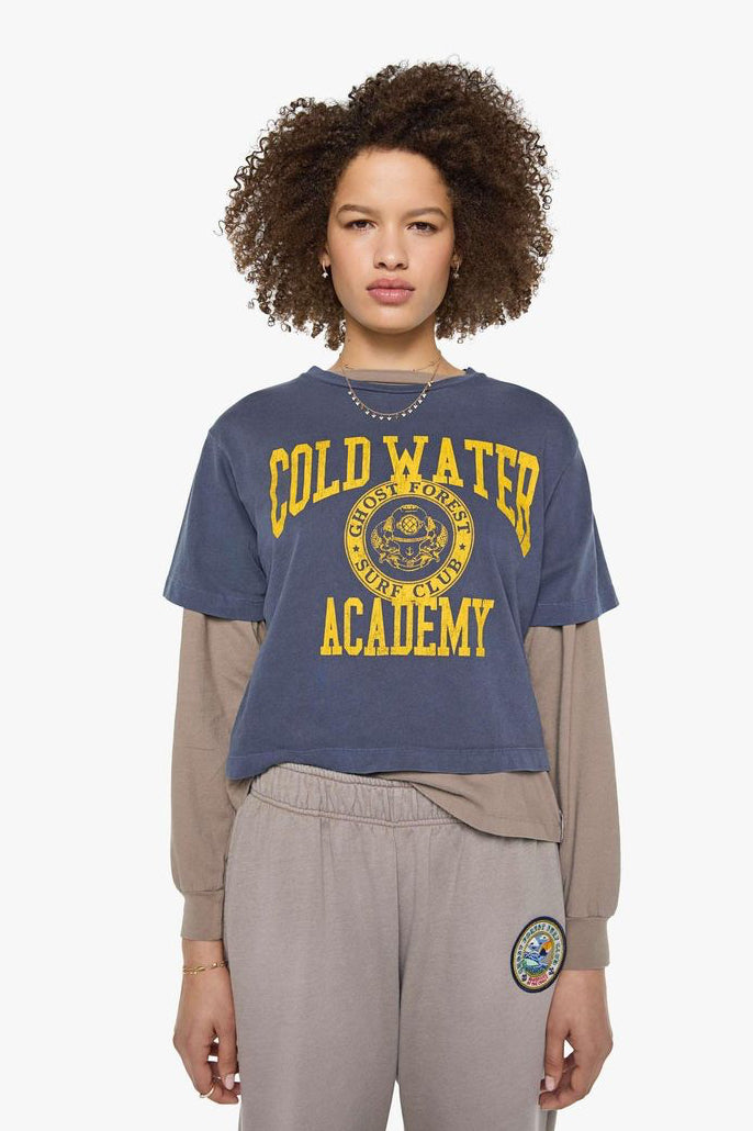 Ghost Forest Surf Club - L/S Siren Crop Wing Tee in Rescue Blue
