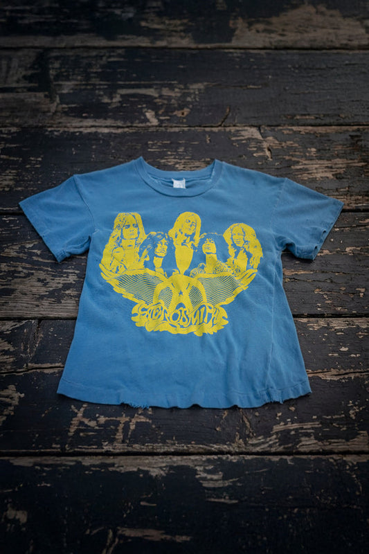MadeWorn Aerosmith Crop Tee - Vintage Blue