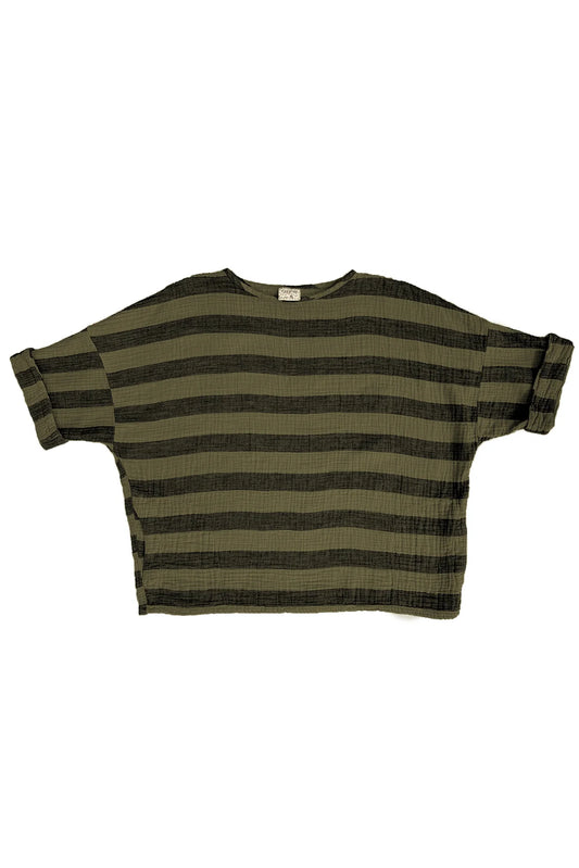 Curator Izzy Top in Mud + Black Stripe