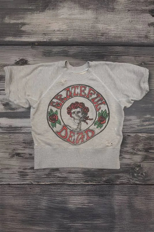 MadeWorn Grateful Dead Short Sleeve Sweatshirt - Heather Grey