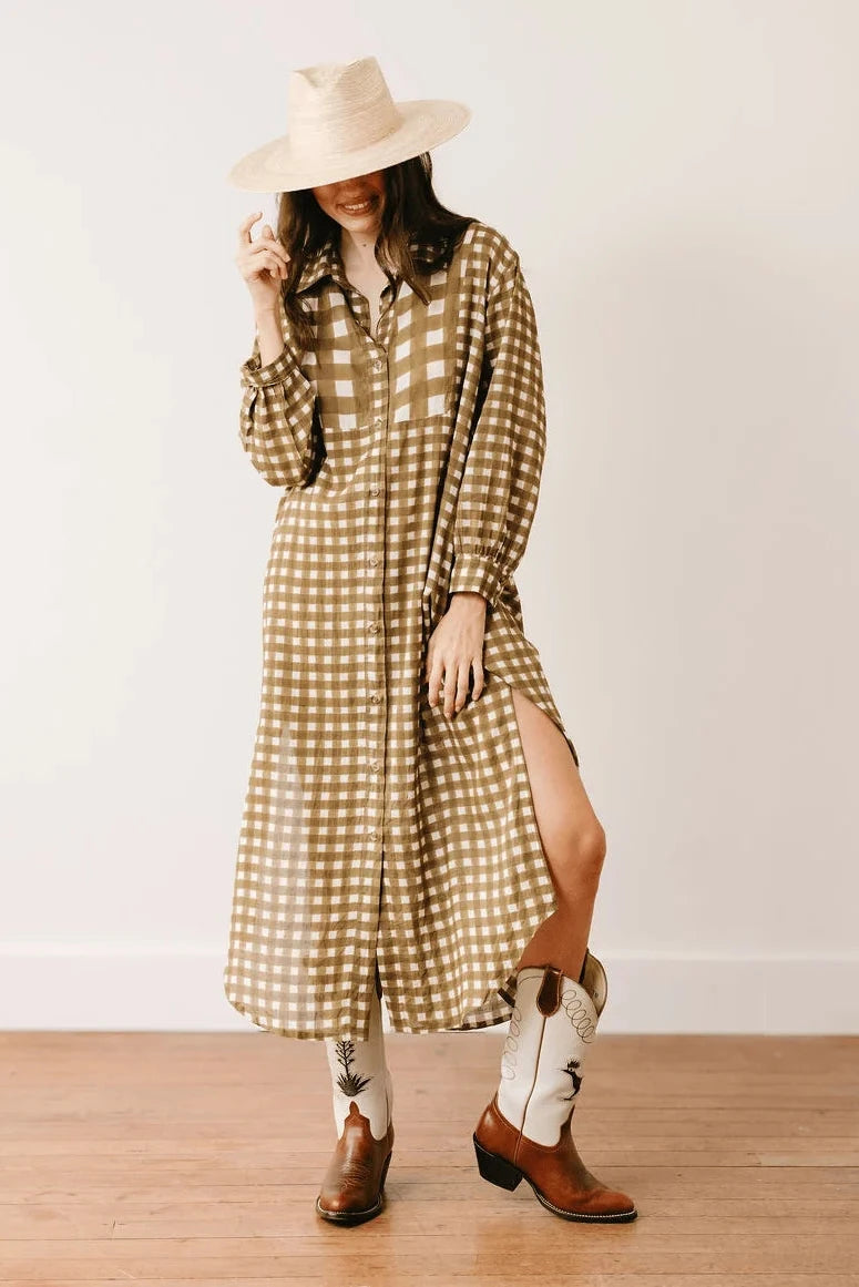 Sunshine Tienda - Painted Gingham Hadley Dress