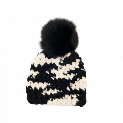 Mischa Lampert Pattern Beanie - Zebra + Black