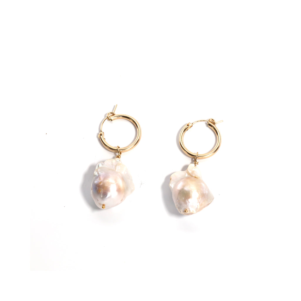 Baroque Pearl Hoops