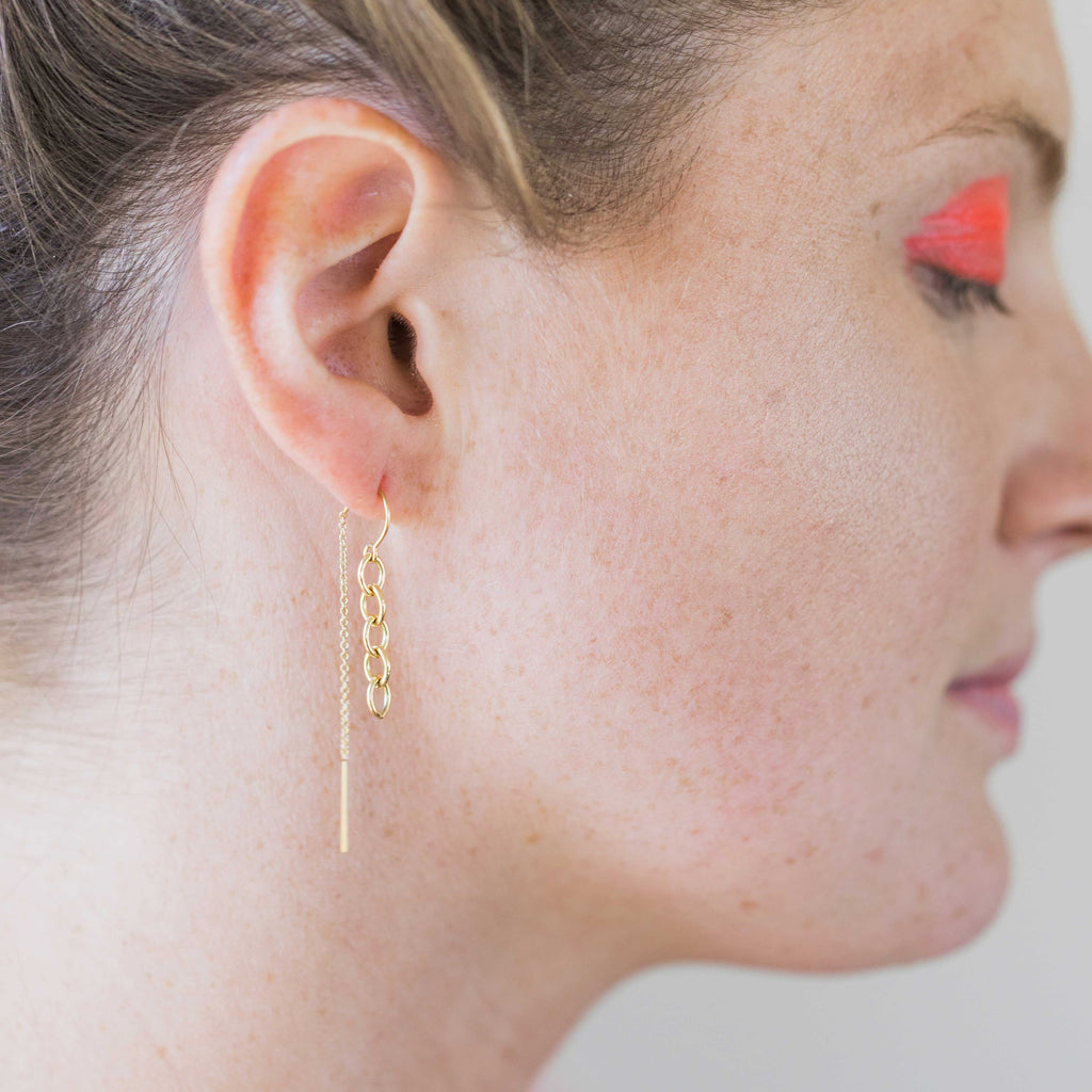 Gold Thread Chain Earrings