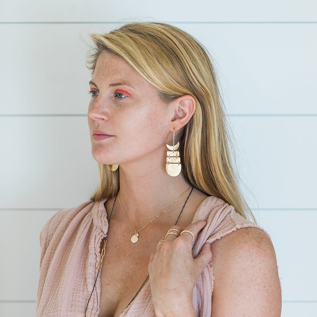 Gold Fish Bone Earrings