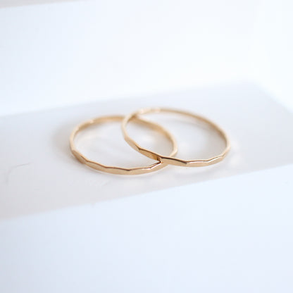 Thin Hammered Stackable Ring
