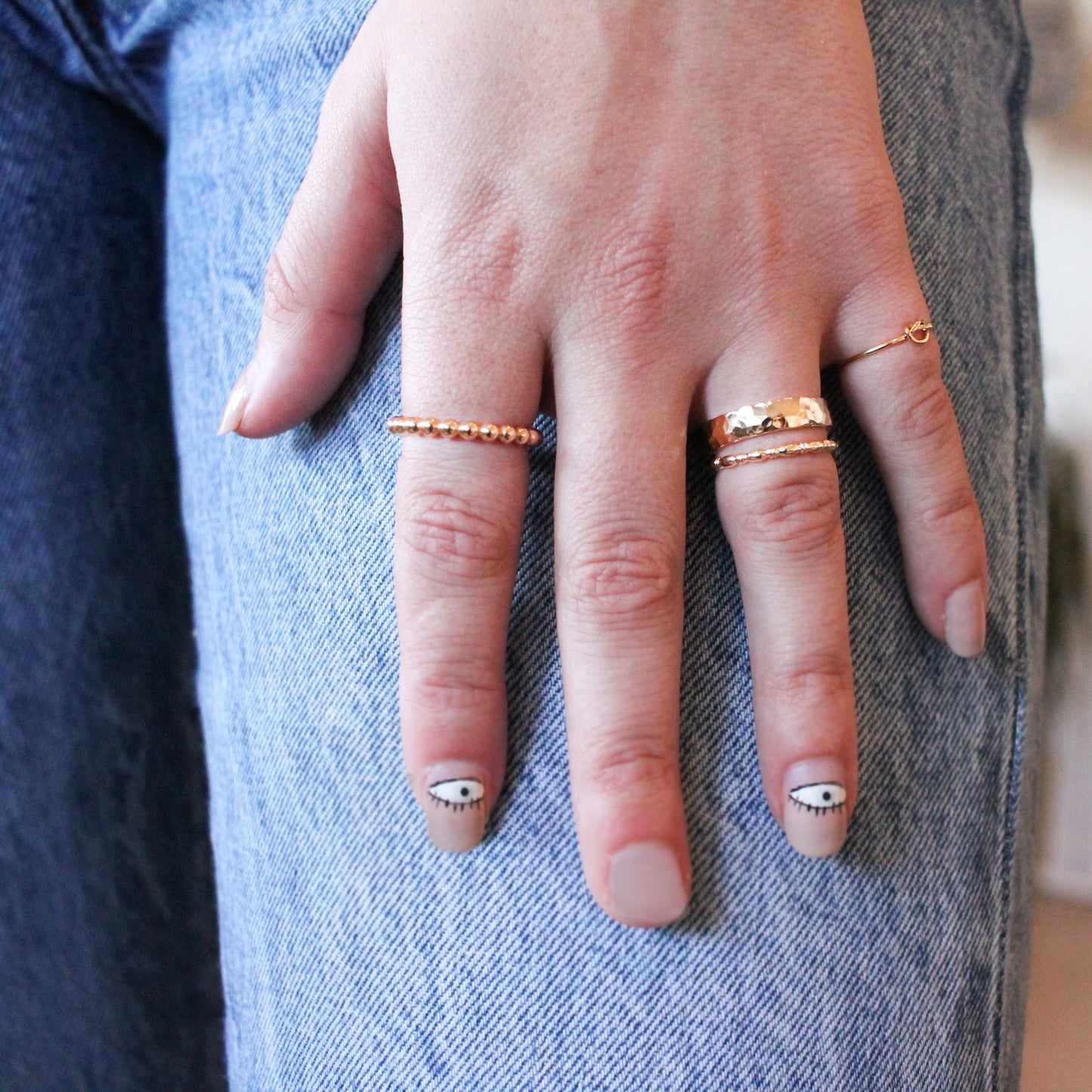 Thick Beaded Stackable Ring