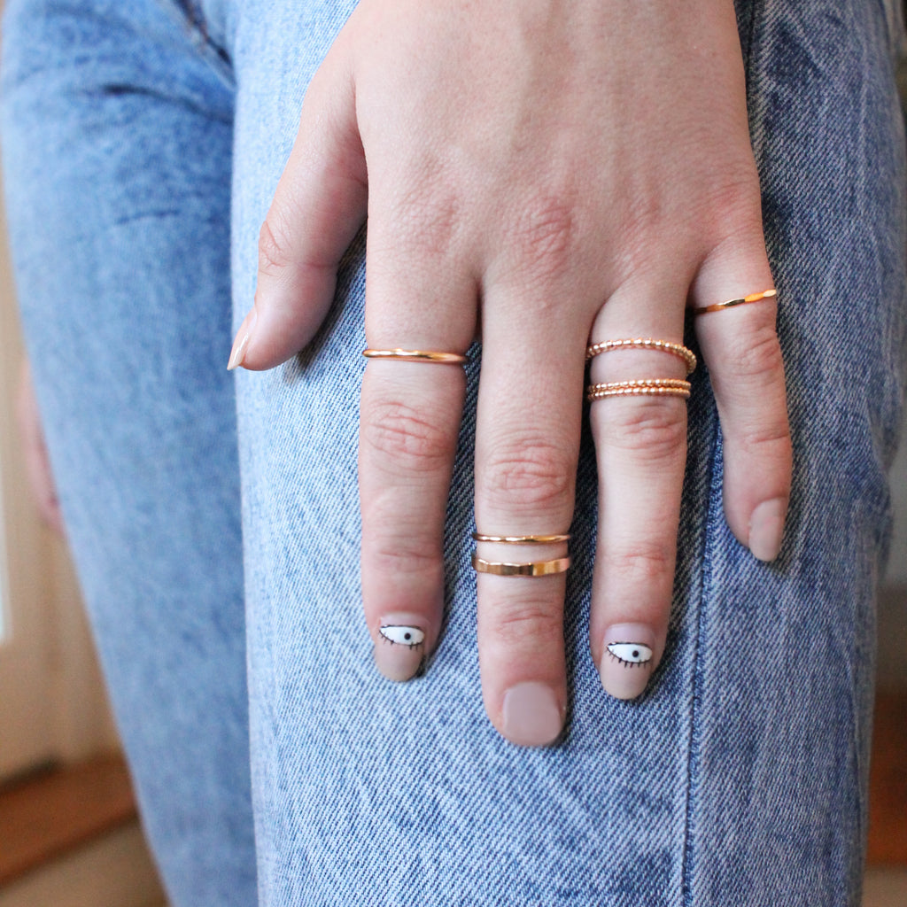Thin Hammered Stackable Ring