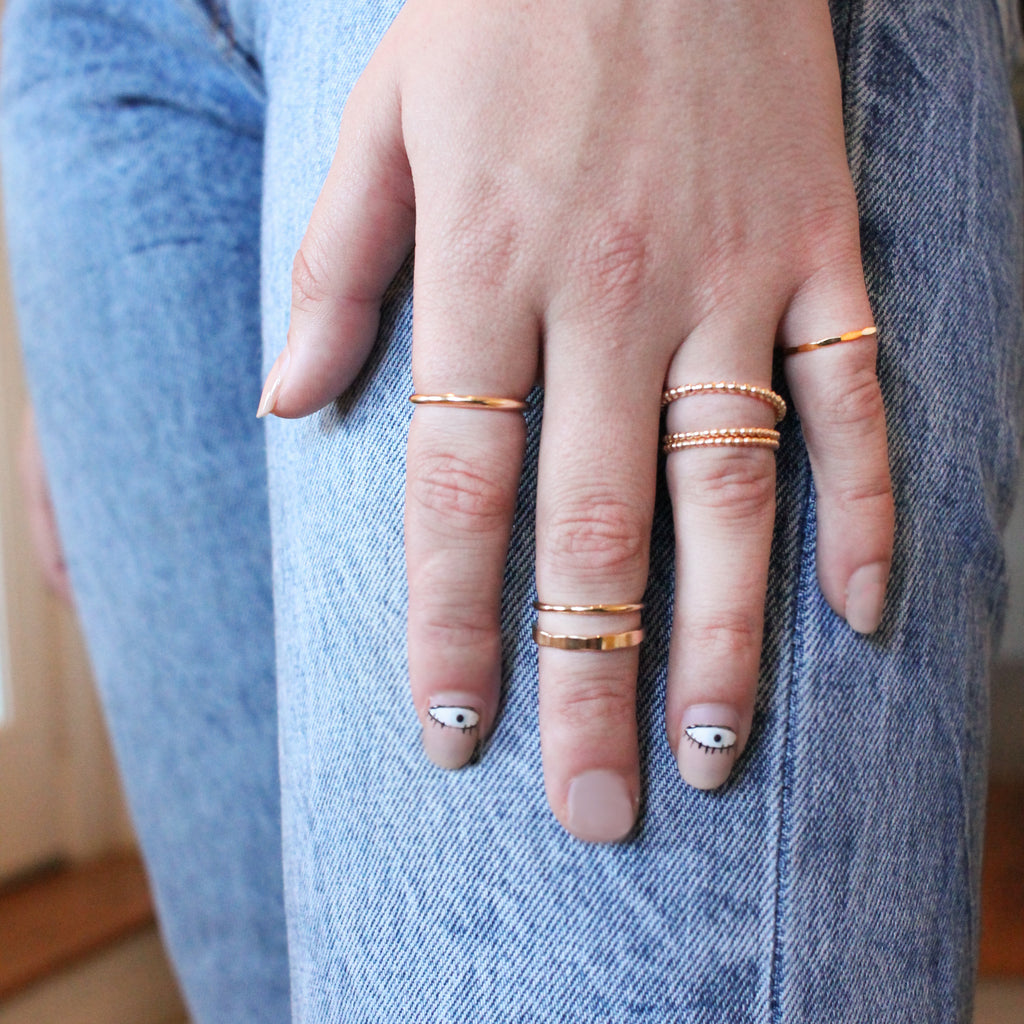 Medium Beaded Stackable Ring