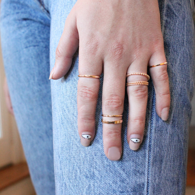 Thin Beaded Stackable Ring