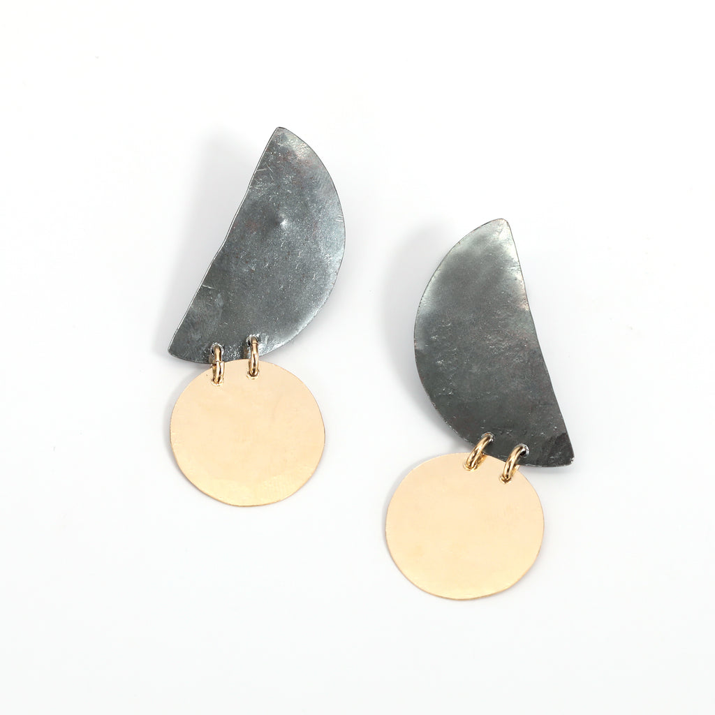 Mixed Metal Owl Earrings
