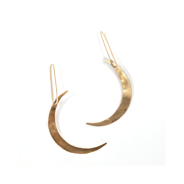Long Crescent Earrings Gold