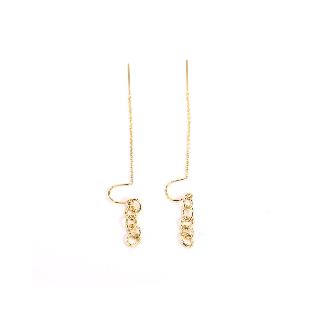 Gold Chain Link Threader Earrings