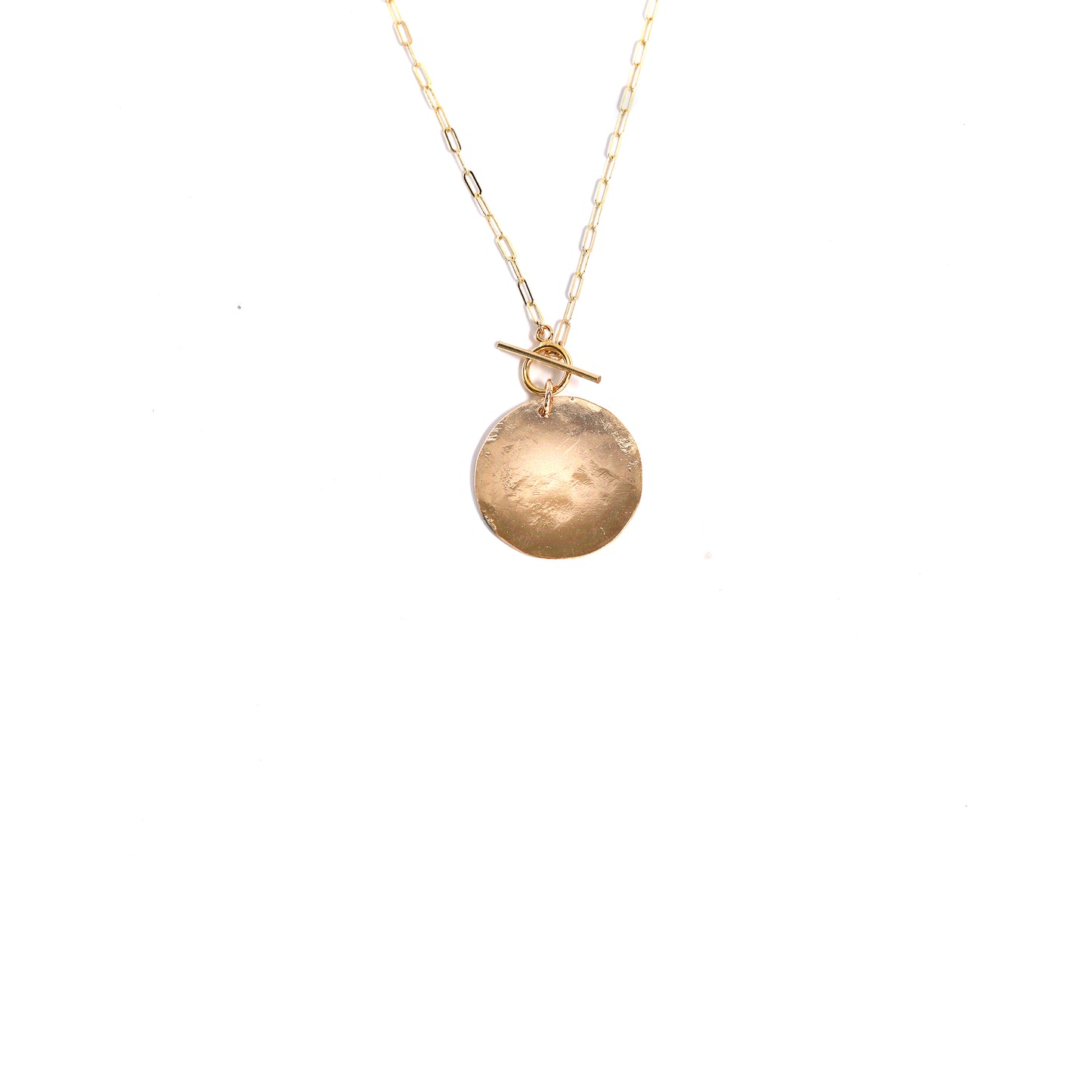 Gold Disk Toggle Necklace